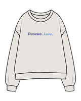 The Womens Crewneck - Washed Bone - LLR - Center Chest & Back Stacked - Printed - Full Color