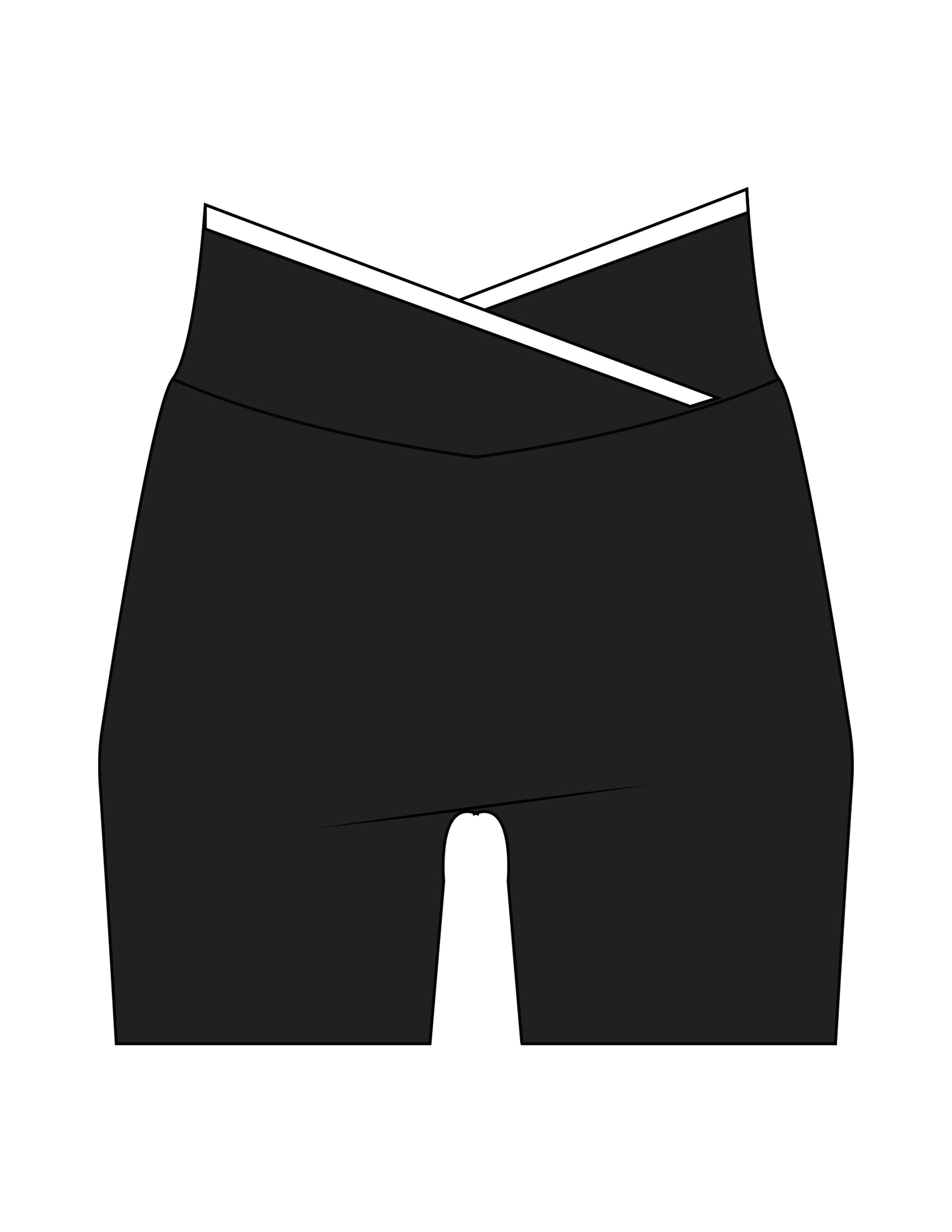 The Piped Crossover Short - Black - Saltvault Location - Back Waistline - Printed - White