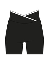 The Piped Crossover Short - Black - Saltvault Location - Back Waistline - Printed - White