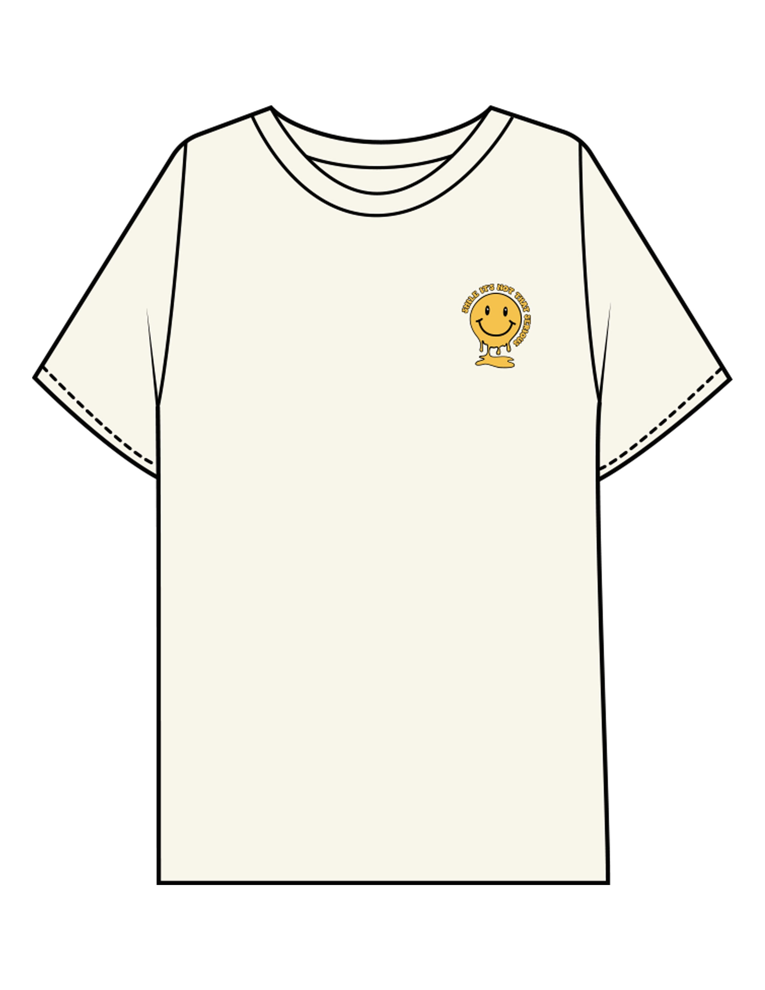The Mens Boxy Tee - Off White - Try Smile Collective - Left Chest & Back Stacked "SMILE" - Printed - Full Color