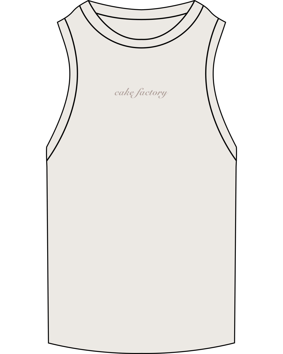 The Ribbed Full Length Tank - Bone - Cake Factory - Center Chest Stacked - Cursive - Embroidered - Tone on Tone