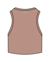 The Ribbed Crop Tank - Clay - Mantra - Center Chest & Back Center Neckline - Embroidered - White