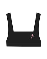 The Box Cut Bra - Black - Platinum Pilates - Left Chest & Back Center - Pink