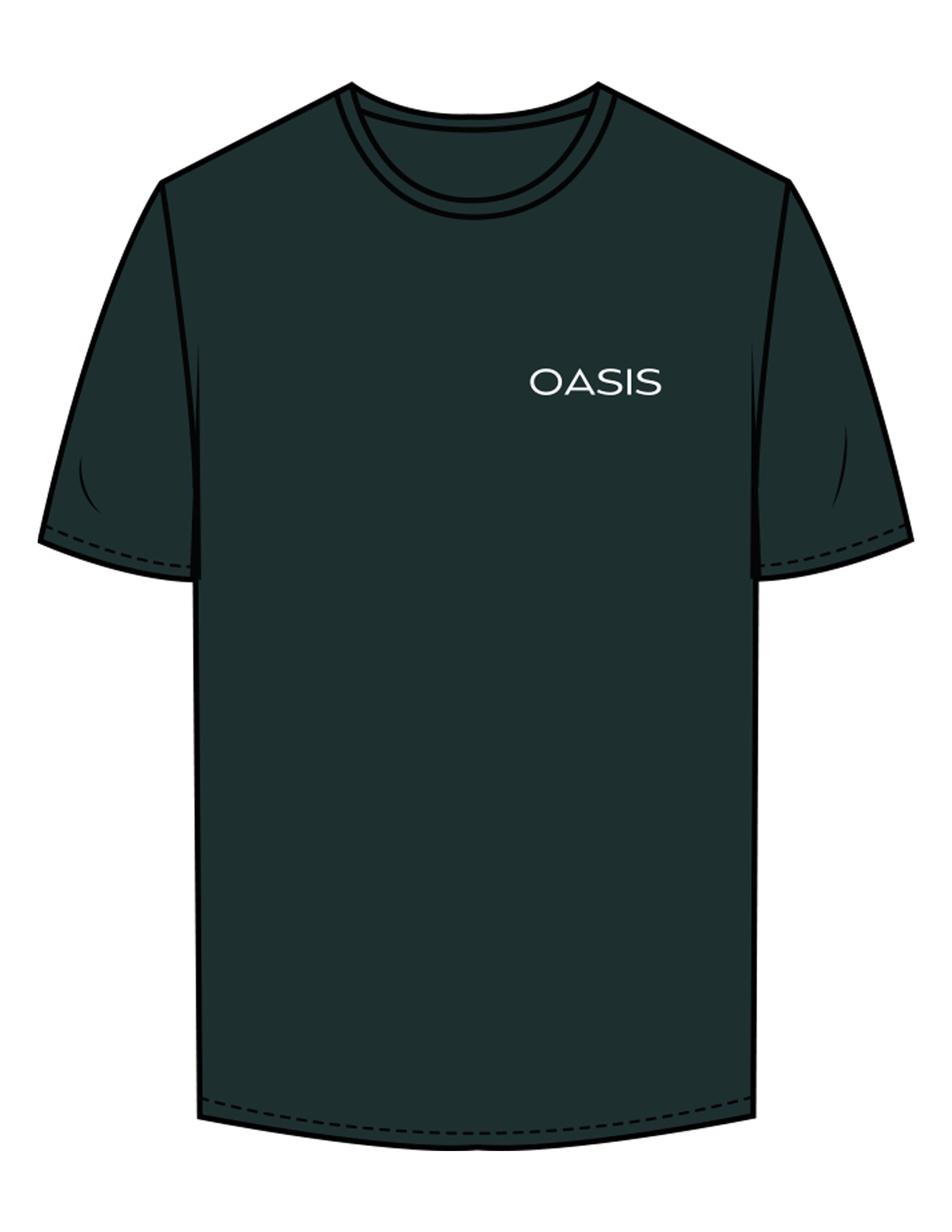 The Mens Tee - Pine Green - OCWC - Left Chest "OASIS" - Printed - White