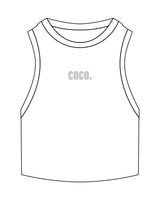 The Ribbed Crop Tank - White - Dr. Courtney - Center Chest - Embroidered - Gray