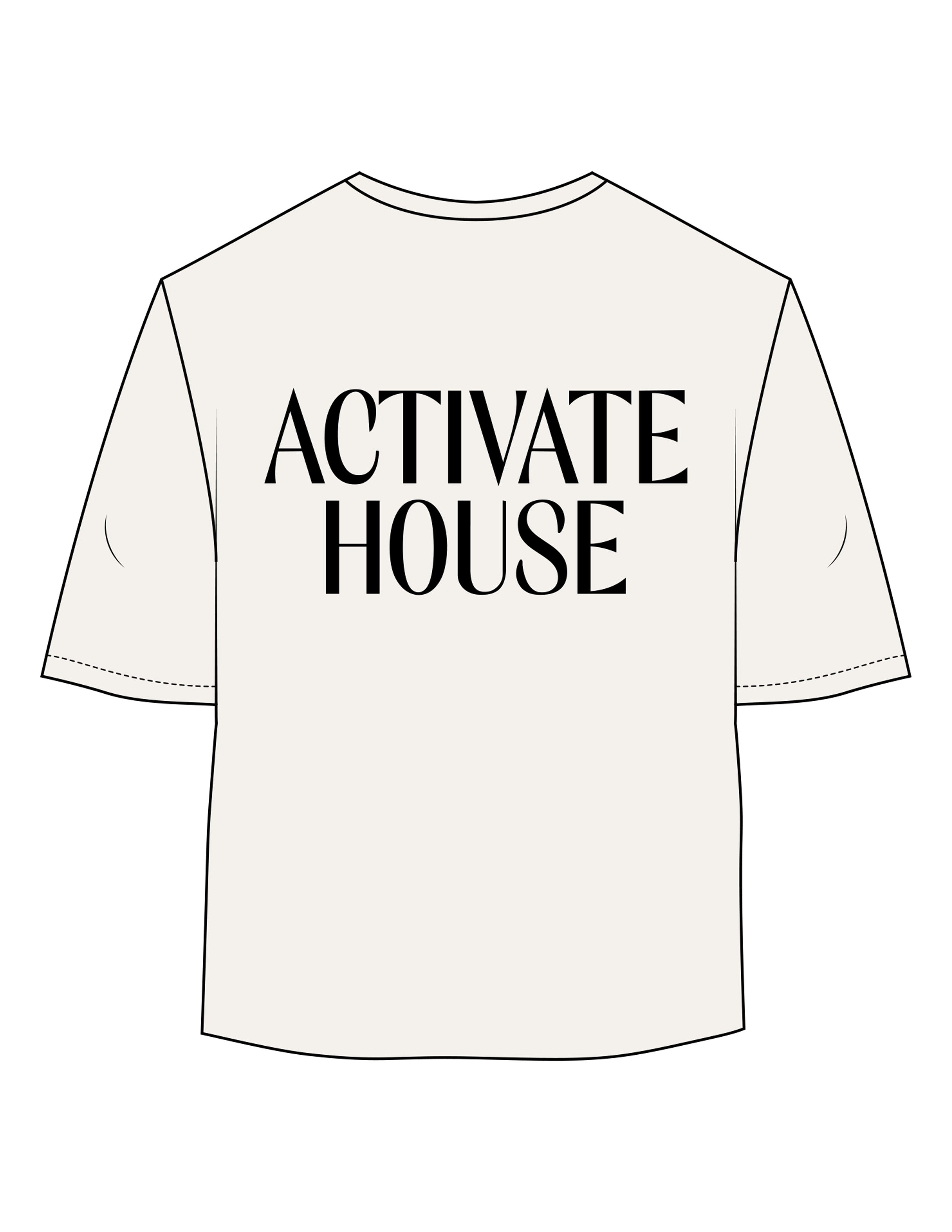 The Oversized Crop Tee - Butter - Activate House - Left Chest & Back Stacked - Printed - Black