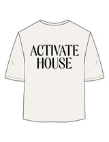 The Oversized Crop Tee - Butter - Activate House - Left Chest & Back Stacked - Printed - Black