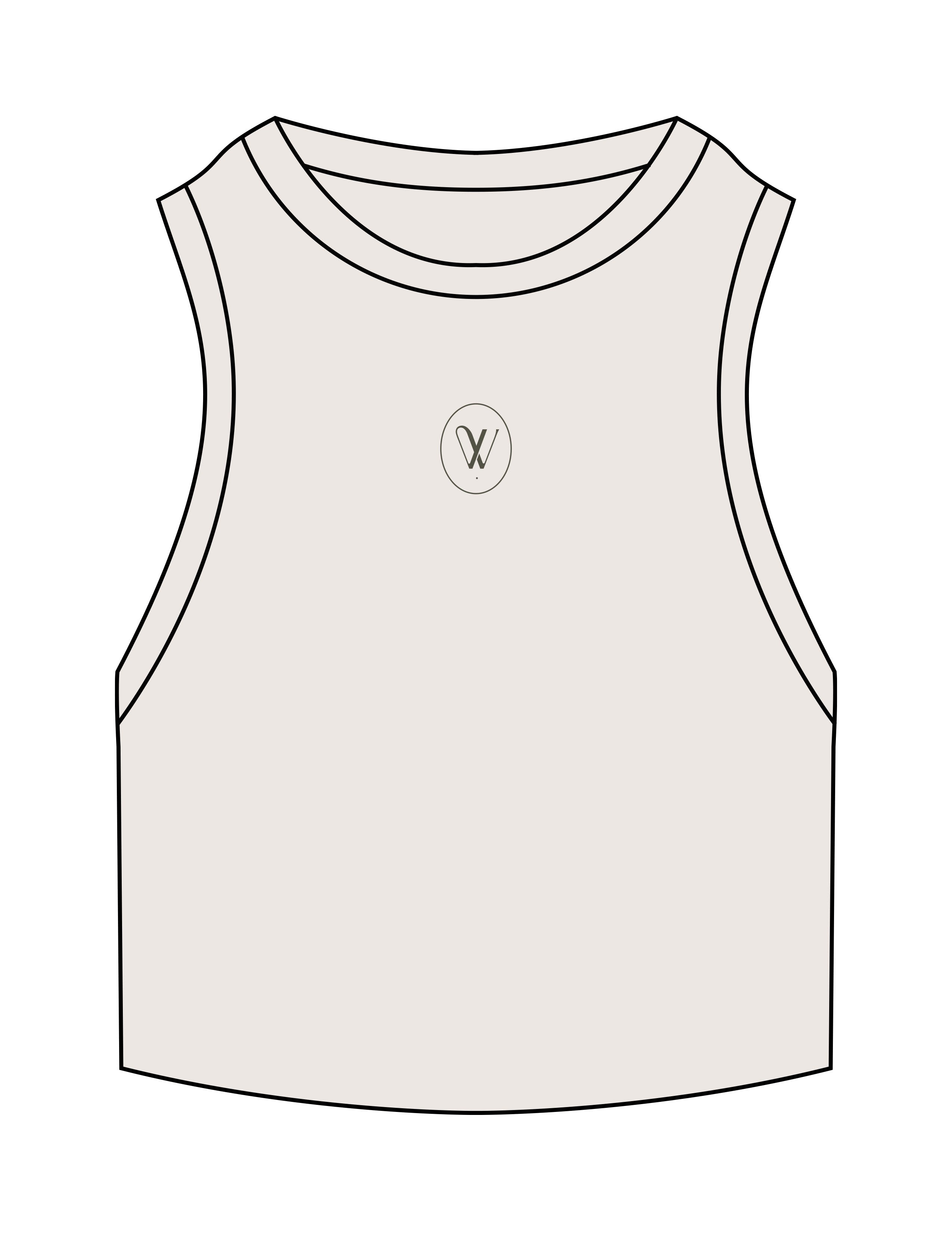 The Ribbed Crop Tank - Bone - Velvaere - Center Chest Oval - Embroidered - Army