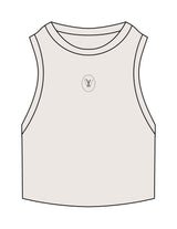 The Ribbed Crop Tank - Bone - Velvaere - Center Chest Oval - Embroidered - Army