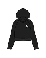 The Womens Lightweight Cropped Hoodie - Black - REKINECTED - Left Chest & Center Back Stacked - Printed - Full Color