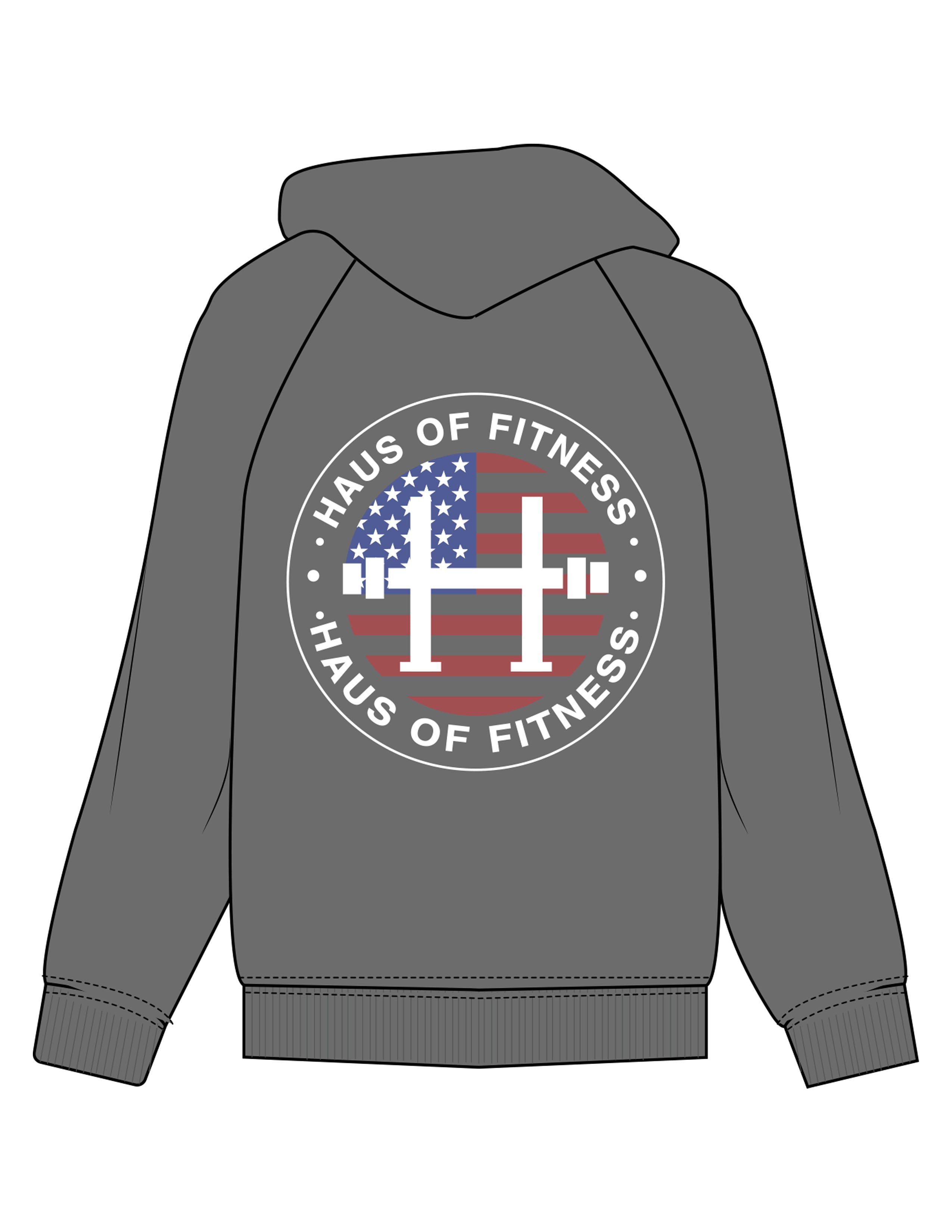 The Womens Hoodie - Shadow - Haus of Fitness - Front Pocket & Back Round - Printed - Full Color
