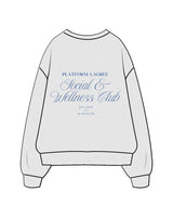 The Mens Classic Crewneck - White Heather - PLATFORM - Left Chest - Back Stacked - Printed - Blue
