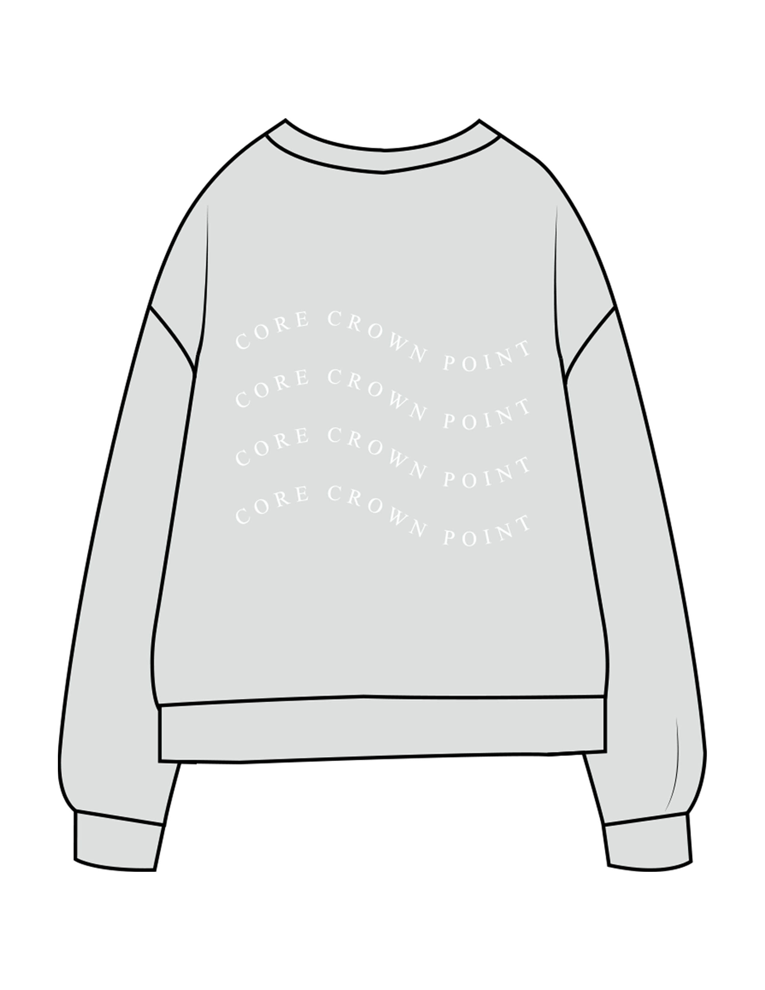 The Midweight Unisex Crewneck - Washed Sage - Core Crown Point - Left Chest & Back Wavy Stacked - Printed - White