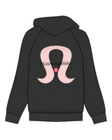 The Womens Hoodie - Washed Black - Platinum Pilates - Above Pocket - Full Back - Printed - Full Color