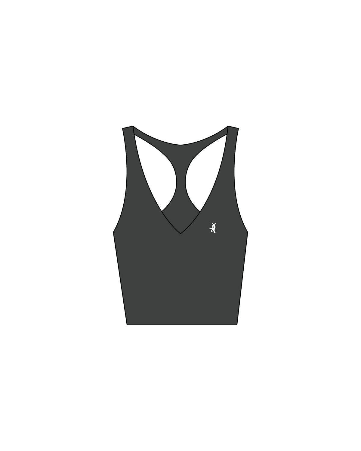 The Racer Tank - Pebble - White House - Left Chest & Center Back - Printed - White