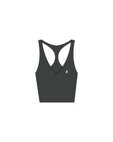 The Racer Tank - Pebble - White House - Left Chest & Center Back - Printed - White