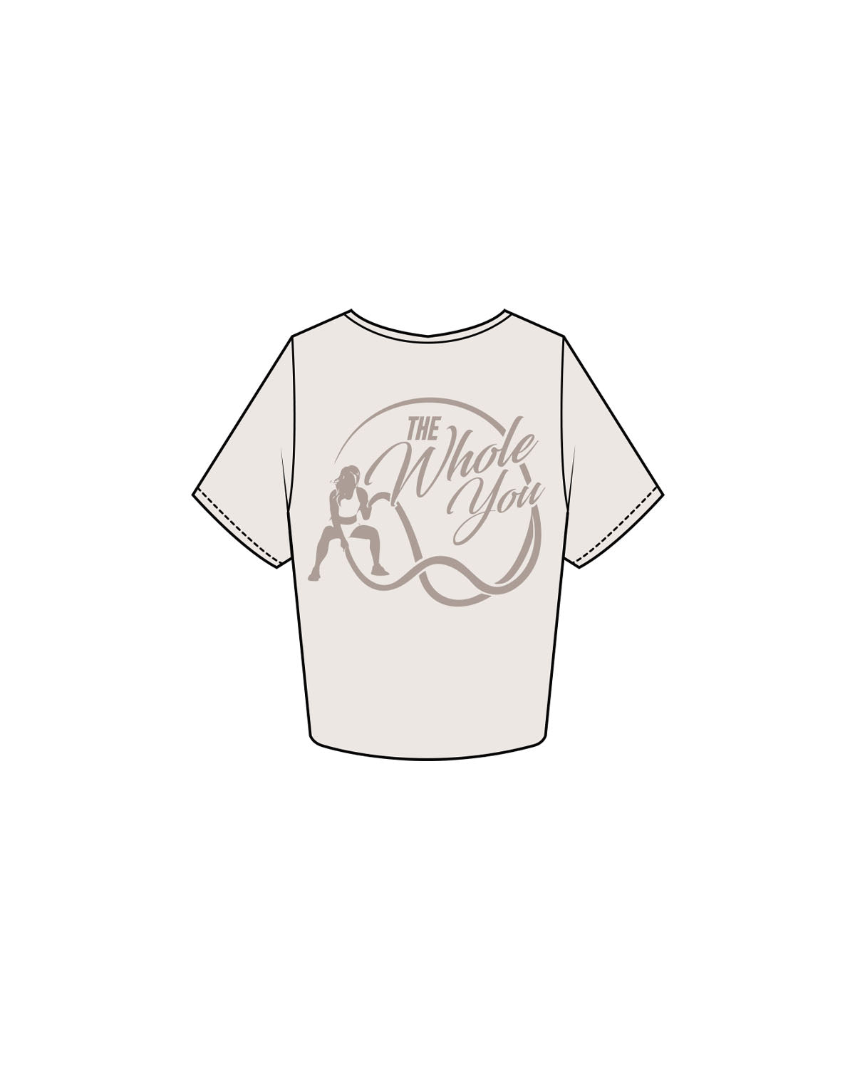 The Crop Tee - Bone - The Whole You Wellness - Left Chest & Back Image - Printed - Tone on Tone