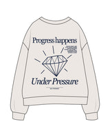 The Womens Crewneck - Bone - MD Hyperbaric - Left Chest Round & Back Diamond - Printed - Navy