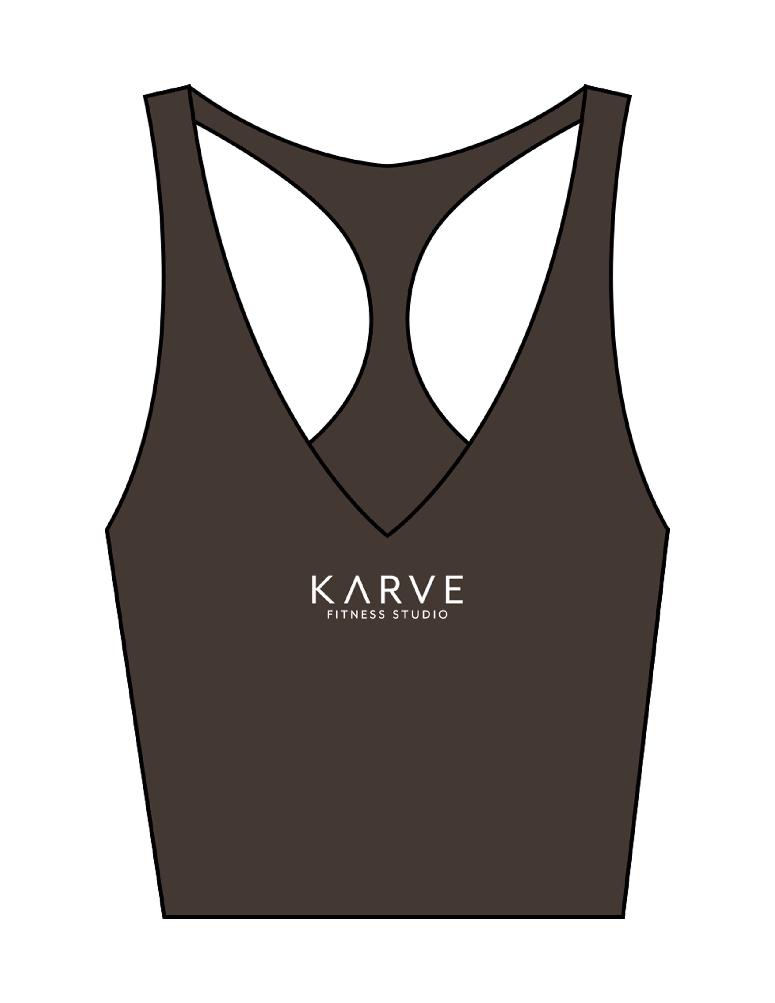 The Racer Tank - Cafe - Karve - Center Chest Stacked - Printed - White