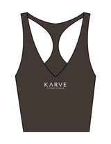 The Racer Tank - Cafe - Karve - Center Chest Stacked - Printed - White