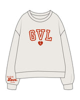 The Womens Crewneck - Bone - M4Lagree - Center Chest Stacked & Right Sleeve Stacked - Printed - Full Color