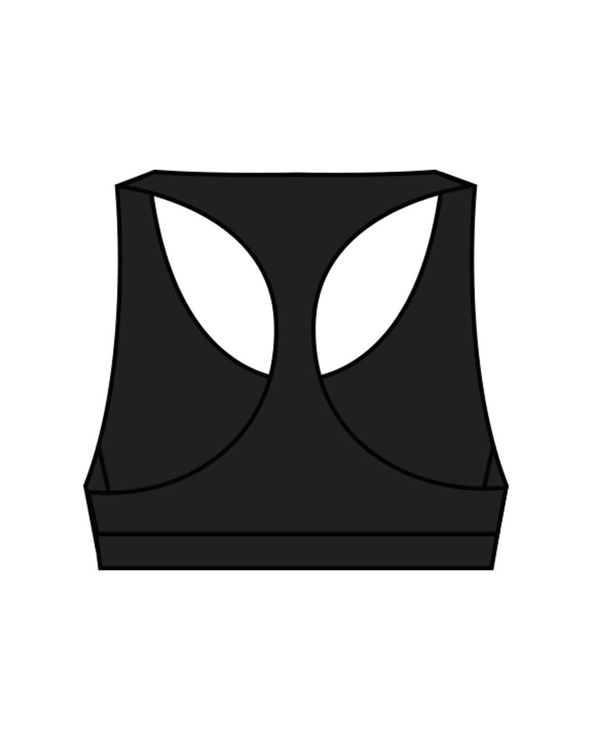 The Racer Bra - Black - The Vibe - Center Chest - White