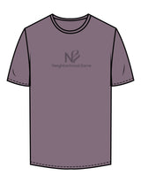 The Mens Unisex Tee - Mauve - Neighborhood Barre - Center Chest Stacked - Printed - Tone on Tone