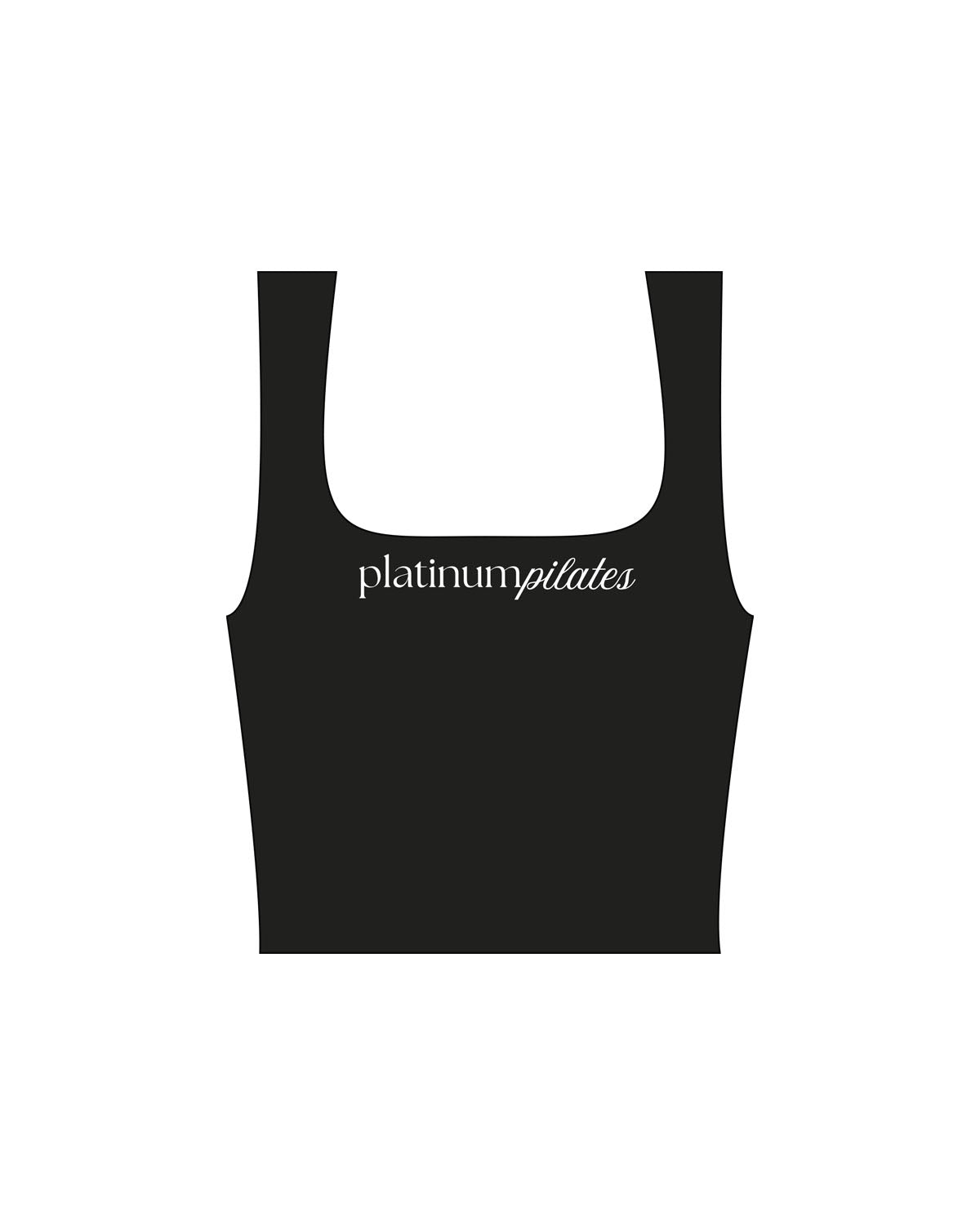 The Square Neck Tank - Black - Platinum Pilates - Center Chest - Printed - White