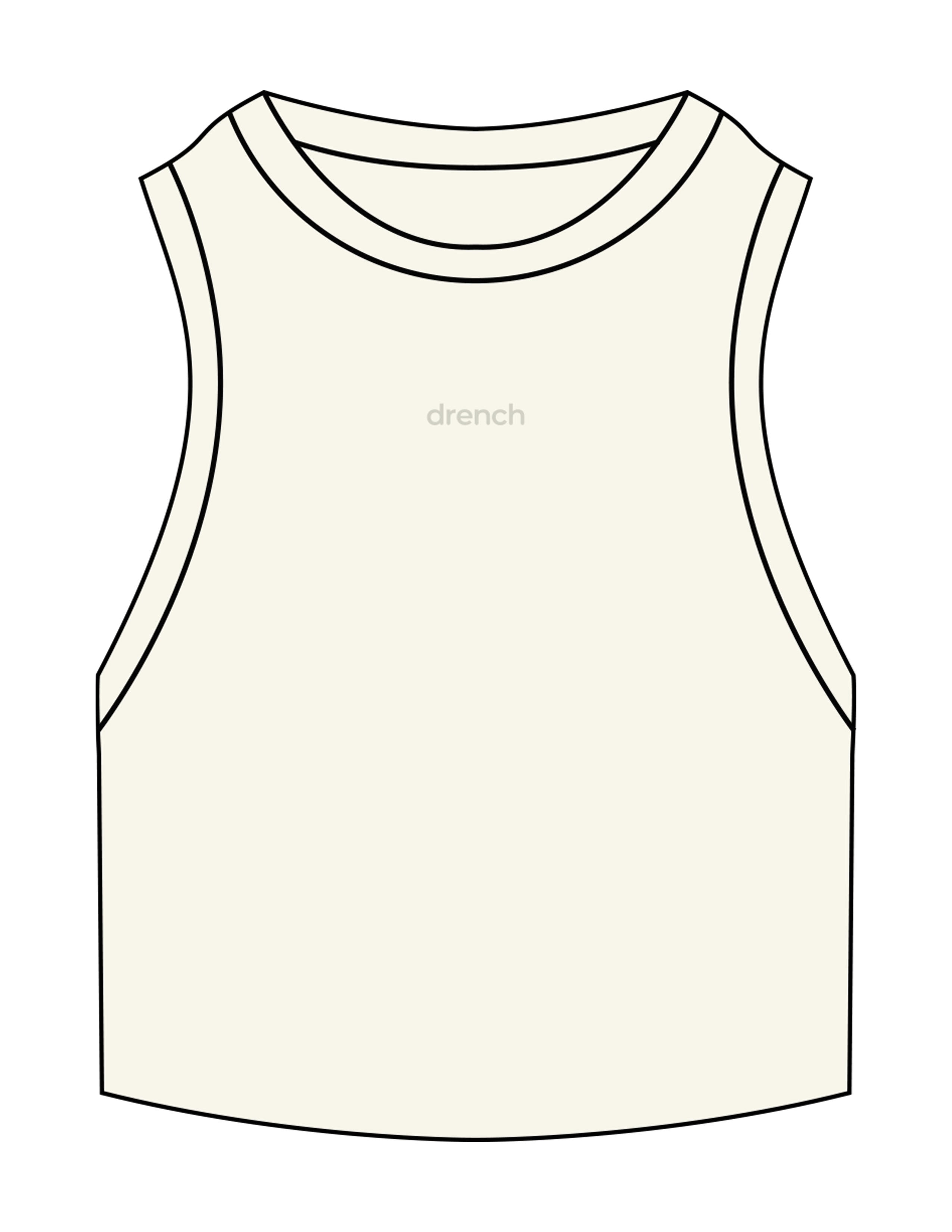 The Ribbed Crop Tank - Off White - Drench - Center Chest - Embroidered - Tone on Tone