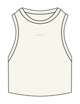 The Ribbed Crop Tank - Off White - Drench - Center Chest - Embroidered - Tone on Tone