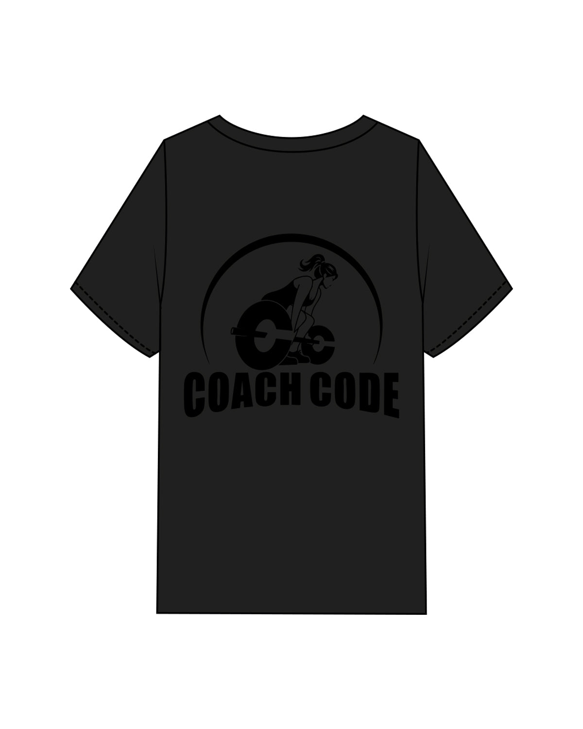 The Womens Heavyweight Tee - Black - Coach Code - Left Chest & Back Round - Tone on Tone