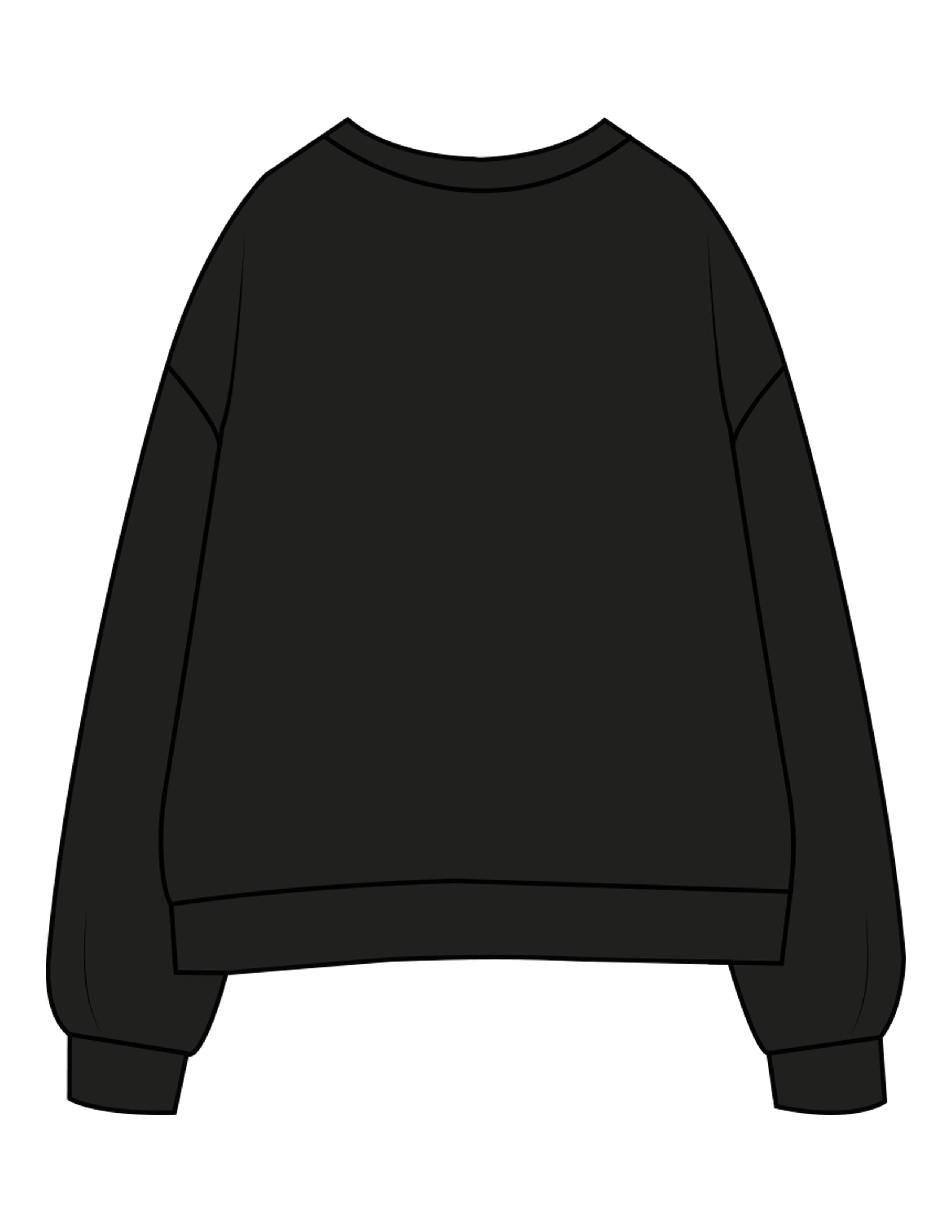 The Womens Crewneck - Black - Rebel Ride - Center Chest Stacked - Printed - White