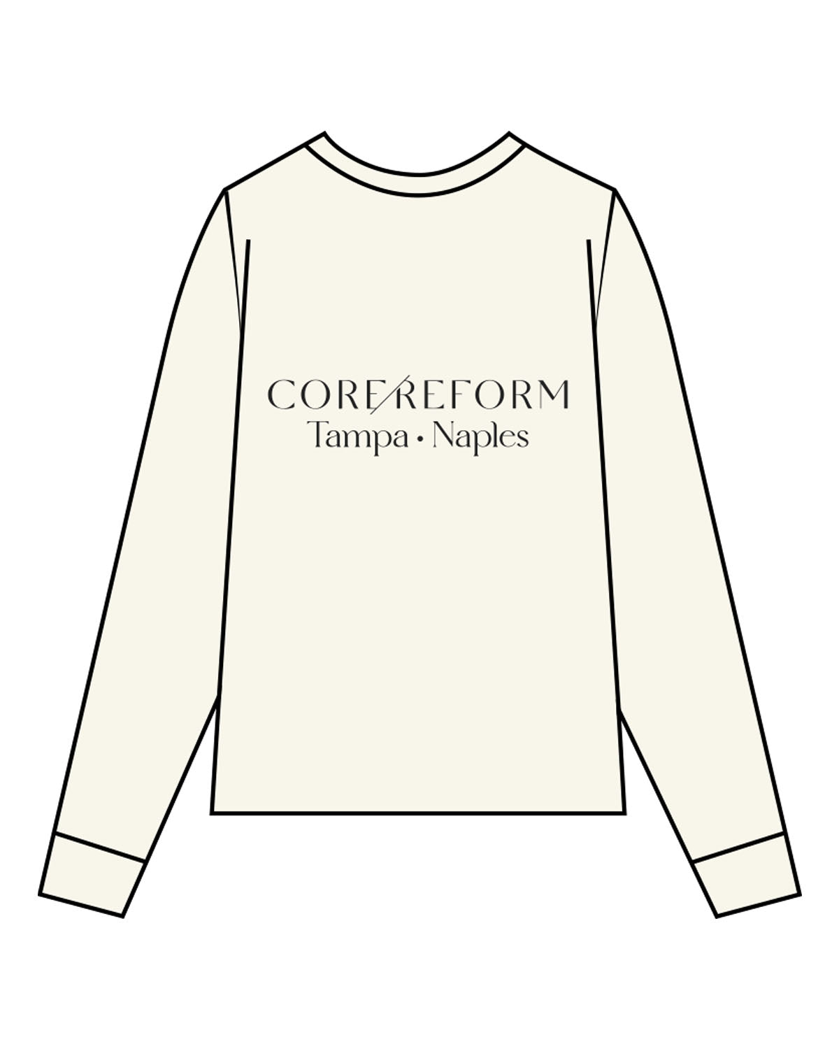 The Mens Long Sleeve - Off White - Core Reform - Left Chest & Back Stacked - Printed - Black