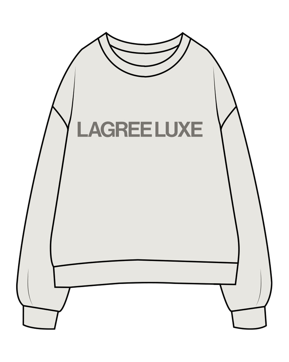The Womens Crewneck - Washed Bone - Lagree Luxe - Center Chest & Back Neckline - Printed - Gray