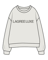 The Womens Crewneck - Washed Bone - Lagree Luxe - Center Chest & Back Neckline - Printed - Gray