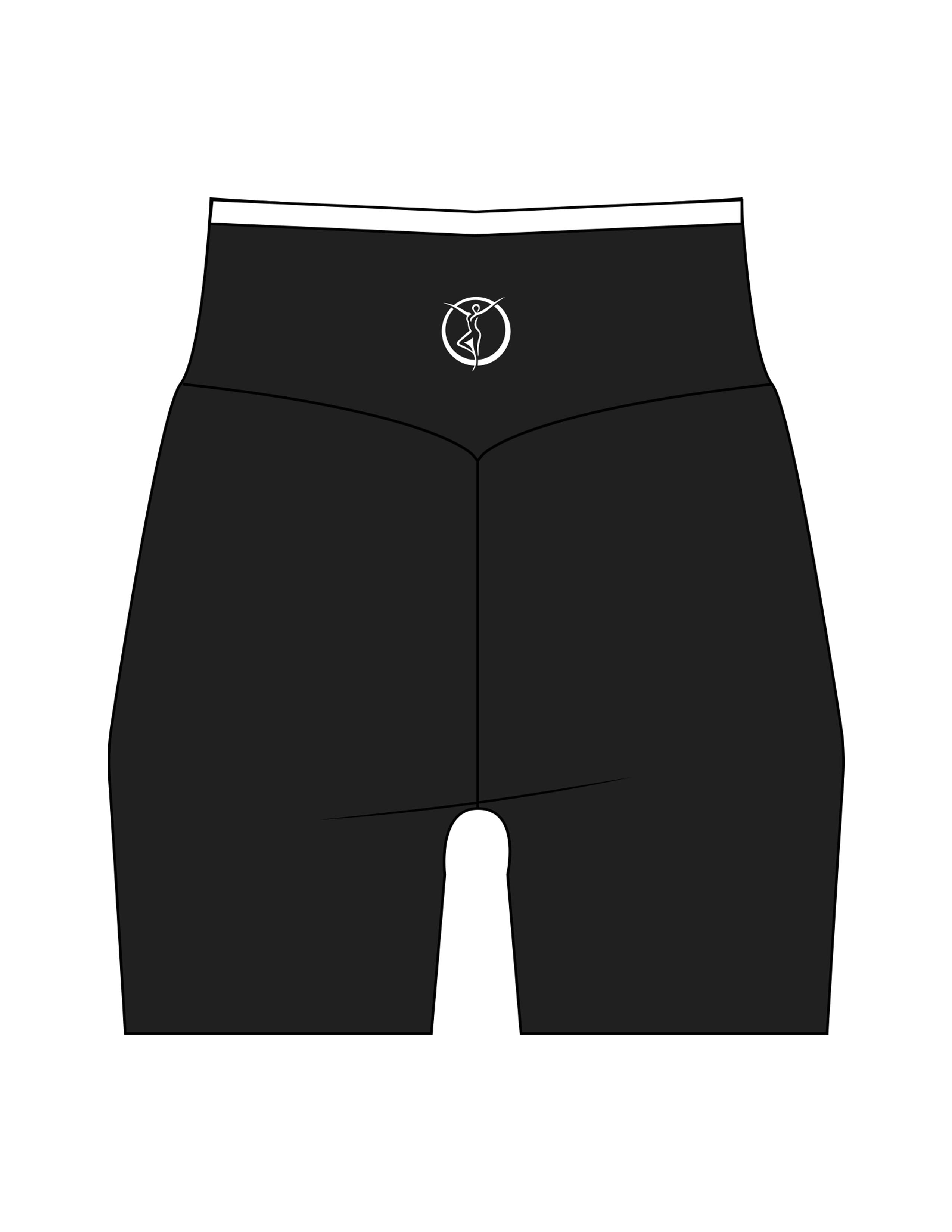 The Piped Crossover Short - Black - Movement Pilates Buffalo - Back Waistline - Printed - White