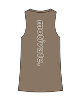 The Recycled Womens Tank - Army Heather - Motivate Movement - Left Chest & Back Spine - Printed - White