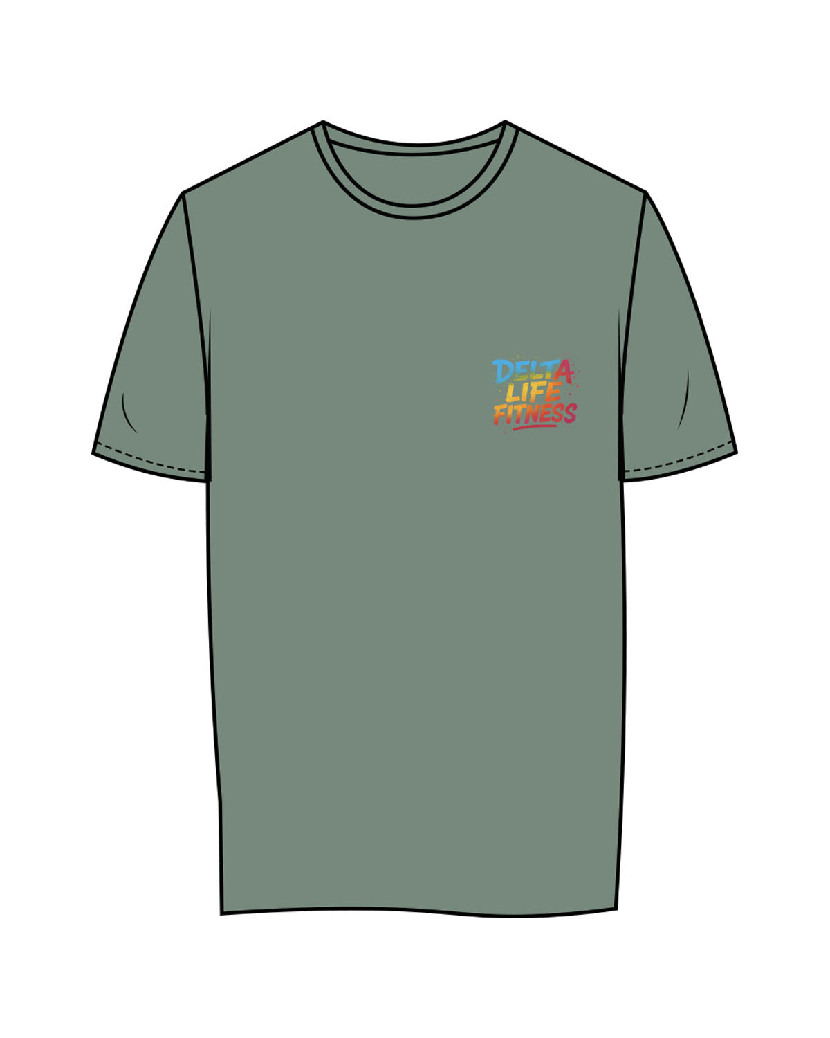 The Womens Tee - Sage - Delta Fitness - Left Chest & Back Stacked - Printed - Full Color