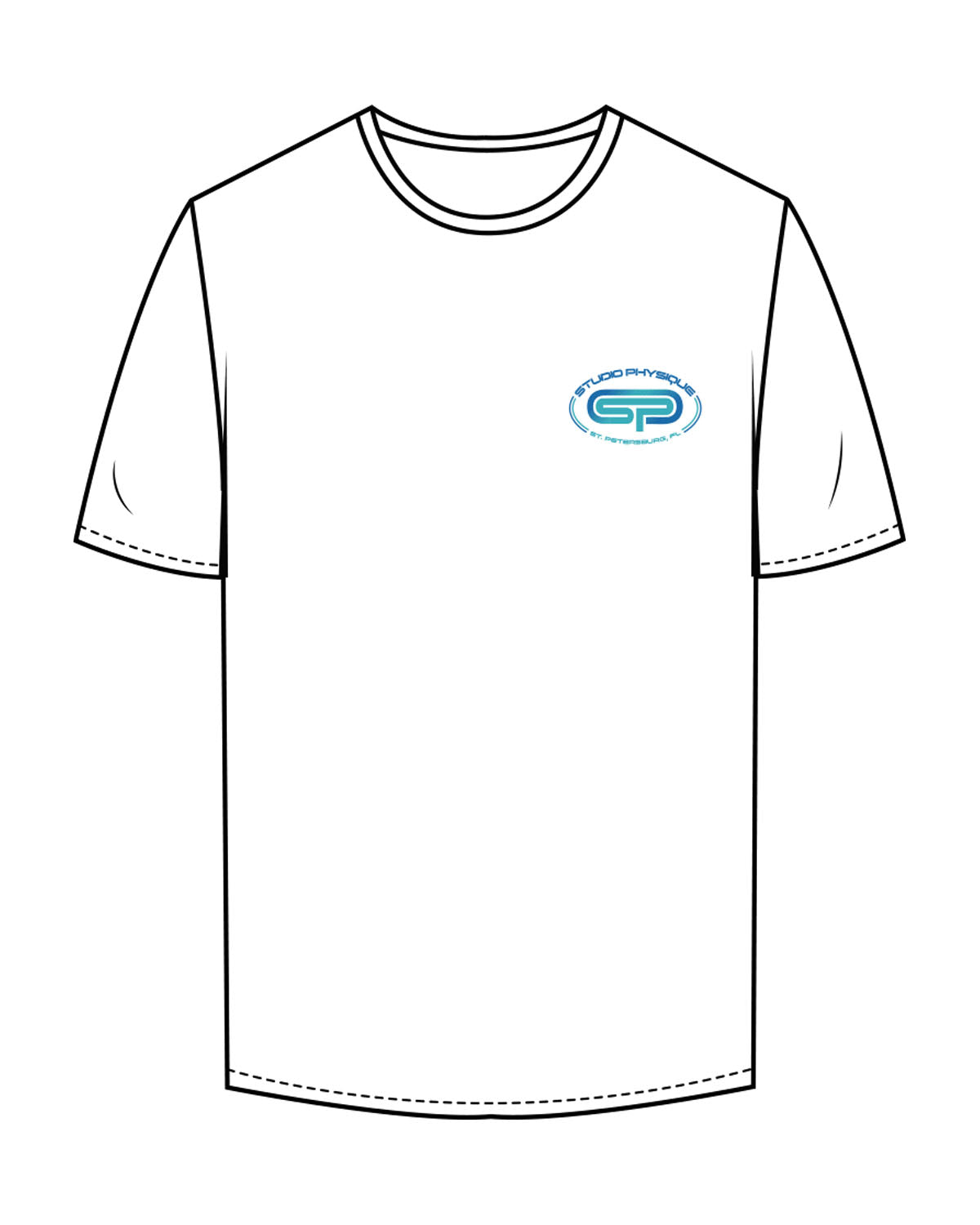 The Mens Tee - White - Studio Physique - Left Chest - Printed - Full Color
