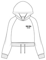 The Cropped Drawstring Hoodie - White - SOUL YOGA - Left Chest Stacked - Printed - Black