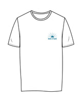 The Womens Tee - White - Move Studio - Left Chest Stacked & Back Center Stacked - Printed - Blue