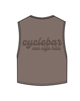 The Crop Muscle Tank - Cacao - Cyclebar - Left Chest Star & Back Stacked - Printed - Tone on Tone