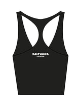 The Racer Tank - Black - Saltvault Location - Left Chest & Center Back Location - Printed - White