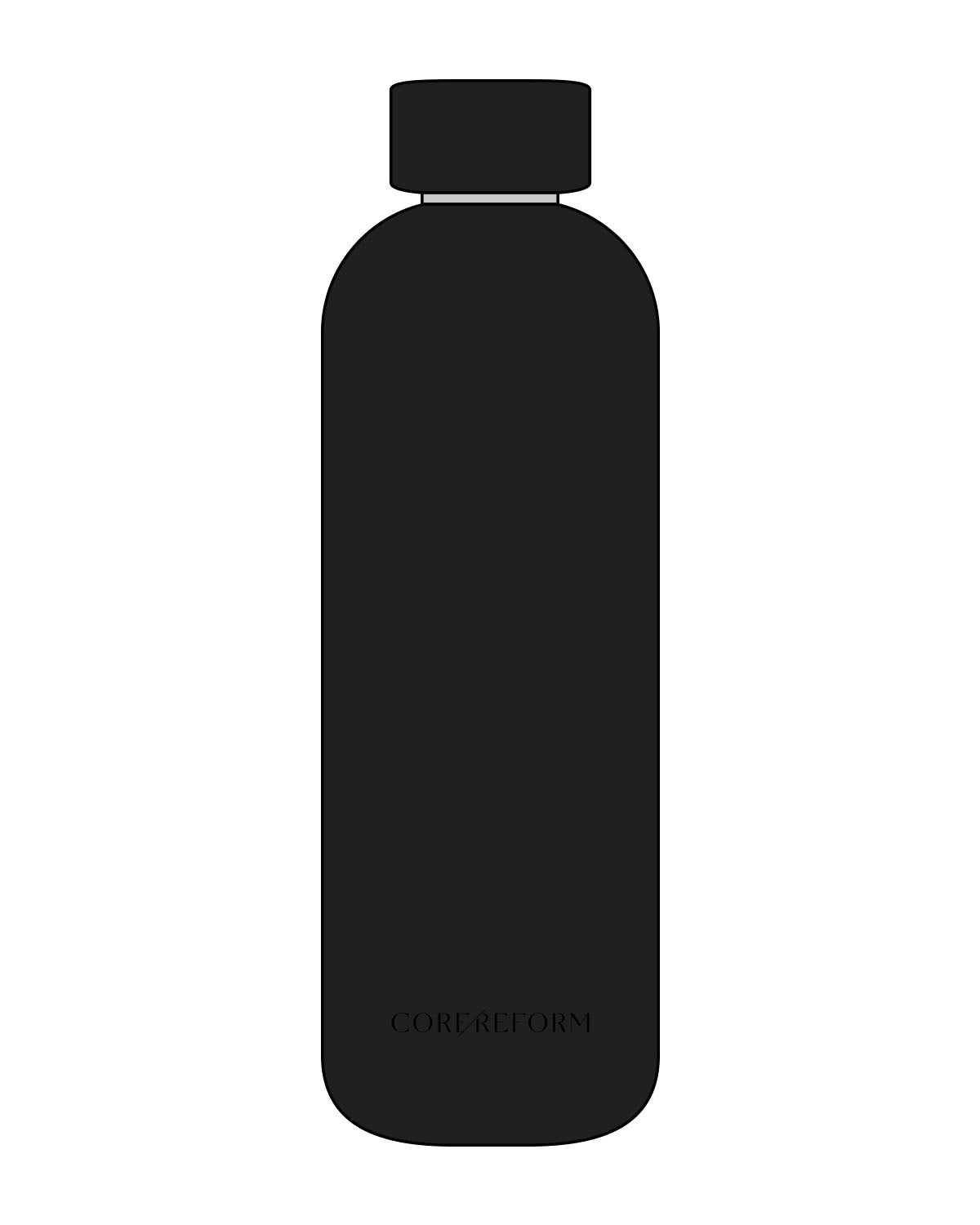 The Water Bottle - Black - CORE REFORM - Bottom Center - Tone on Tone