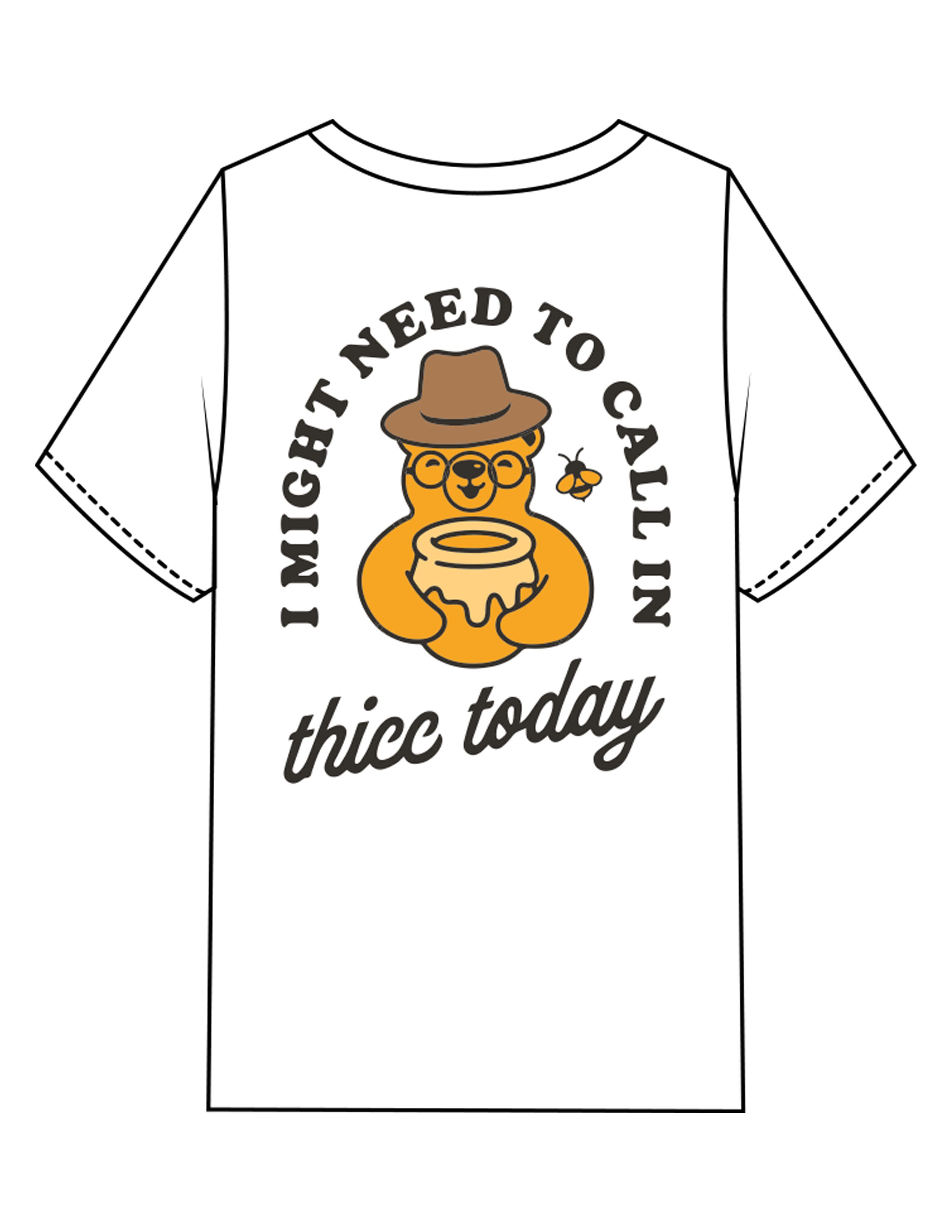 The Mens Heavyweight Tee - White - Try Smile Collective - Left Chest & Back Bear - Printed - Full Color
