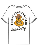 The Mens Heavyweight Tee - White - Try Smile Collective - Left Chest & Back Bear - Printed - Full Color