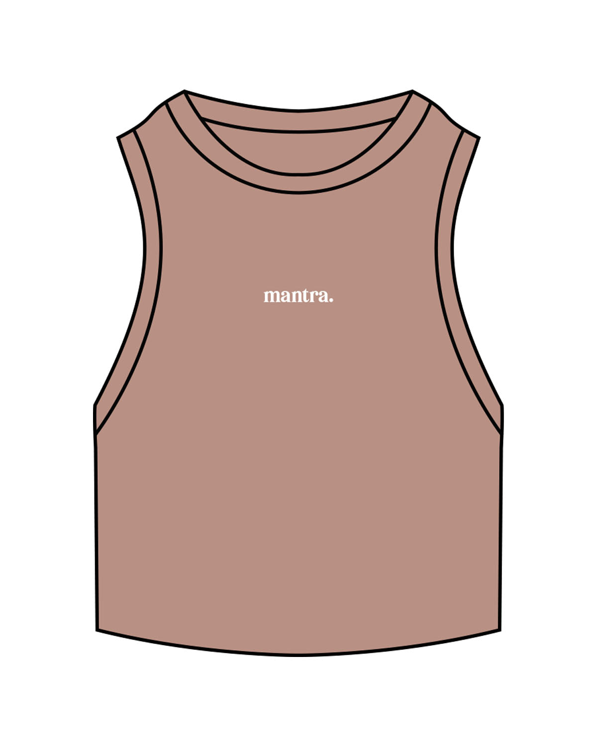 The Ribbed Crop Tank - Clay - Mantra - Center Chest & Back Center Neckline - Embroidered - White