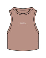 The Ribbed Crop Tank - Clay - Mantra - Center Chest & Back Center Neckline - Embroidered - White