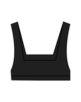 The Box Cut Bra - Black - Platinum Pilates - Center Chest - White
