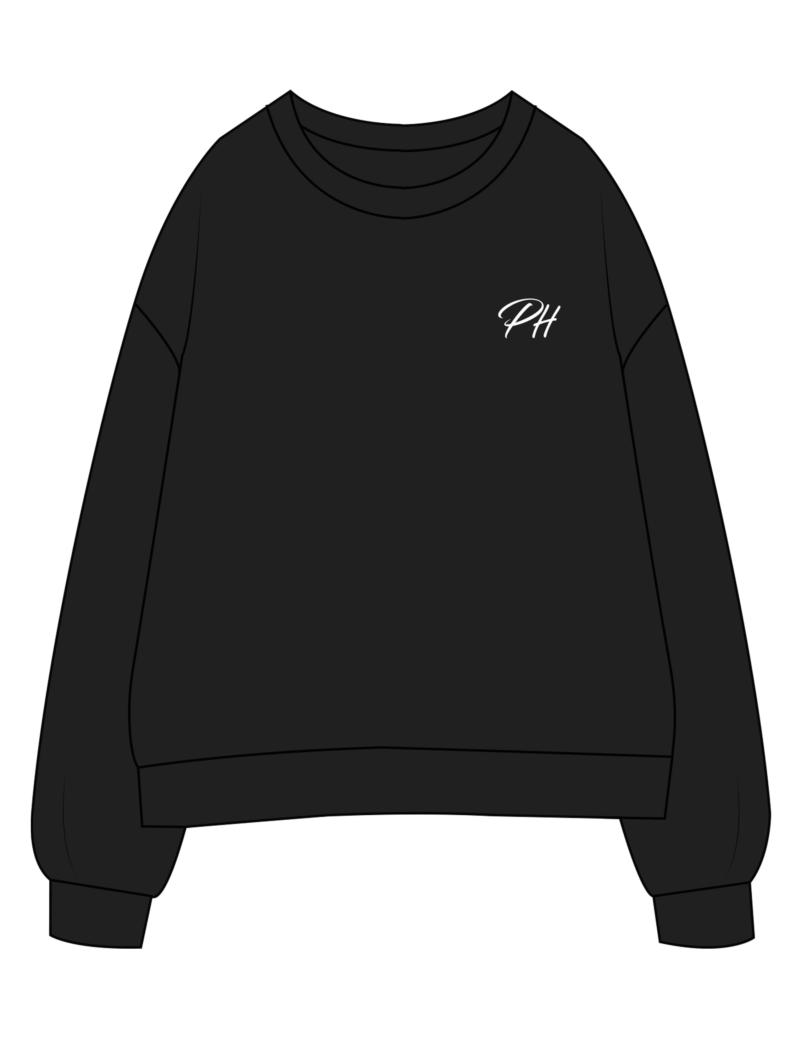 The Womens Crewneck - Black - Powerhaus Lagree - Left Chest & Back Stacked - Printed - White